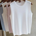 Ava Sleeveless Knitted Vest Top — Women’s Lightweight O-Neck Summer Knit Tank Casual Layering Top 0