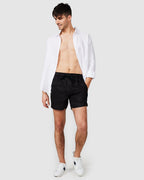 Black Linen Shorts with Relaxed Fit & Side Pockets 1
