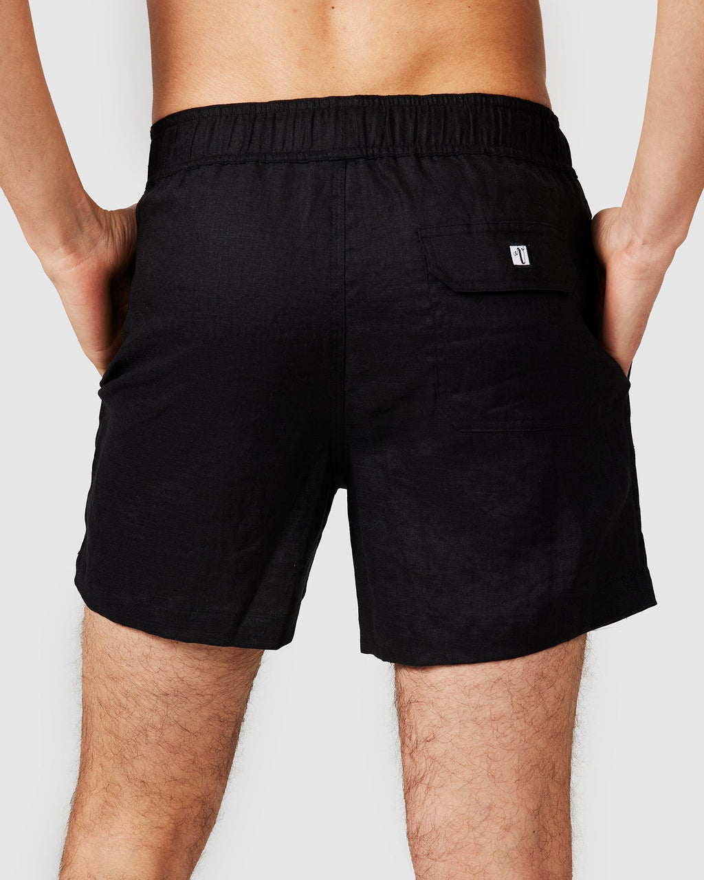 Black Linen Shorts with Relaxed Fit & Side Pockets 3