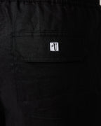 Black Linen Shorts with Relaxed Fit & Side Pockets 5