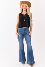 Black Tank Top with Scalloped Hem | Feminine Design 2