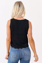 Black Tank Top with Scalloped Hem | Feminine Design 5