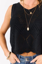 Black Tank Top with Scalloped Hem | Feminine Design 6