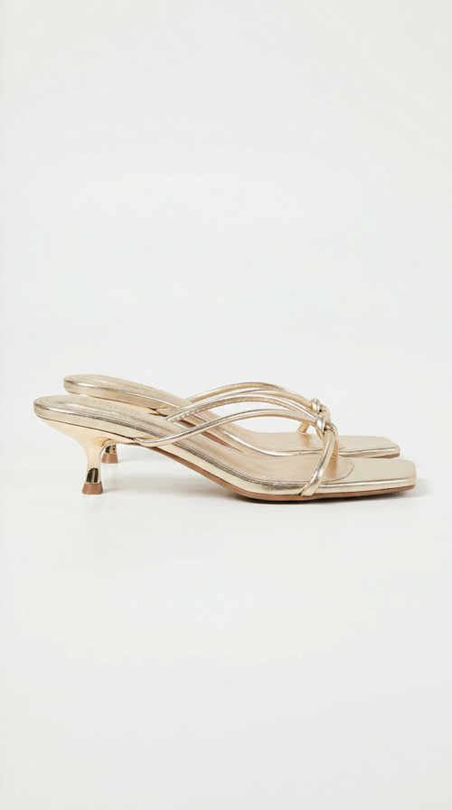 Christina Collection | Mules Shoes with Knotted Metallic Straps | Elegant Slip-On Design for All-Day Comfort 0