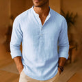Comfort Fit | Men's Shirt with Long Sleeves & Button-Down Placket | Stylish Linen Top for Everyday Comfort 0