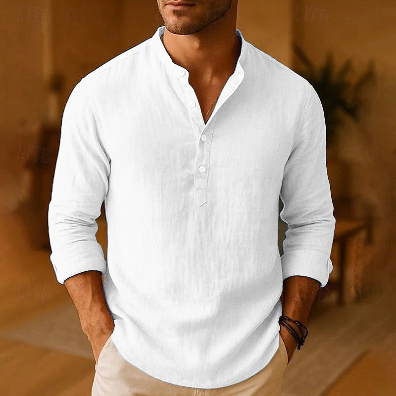 Comfort Fit | Men's Shirt with Long Sleeves & Button-Down Placket | Stylish Linen Top for Everyday Comfort 3