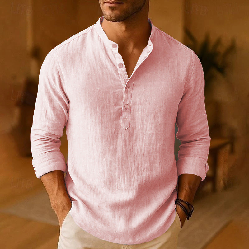 Comfort Fit | Men's Shirt with Long Sleeves & Button-Down Placket | Stylish Linen Top for Everyday Comfort 4