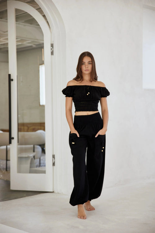 Cotton Pants Women with Elastic Waistband 1