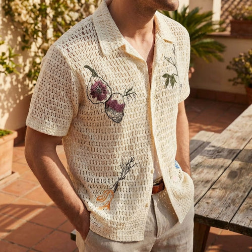 Crochet Polo Shirt with Intricate Embroidery – Vintage Resort 1