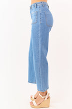 Cropped Straight Jeans Medium Wash With Stretchy Fit High Rise 2