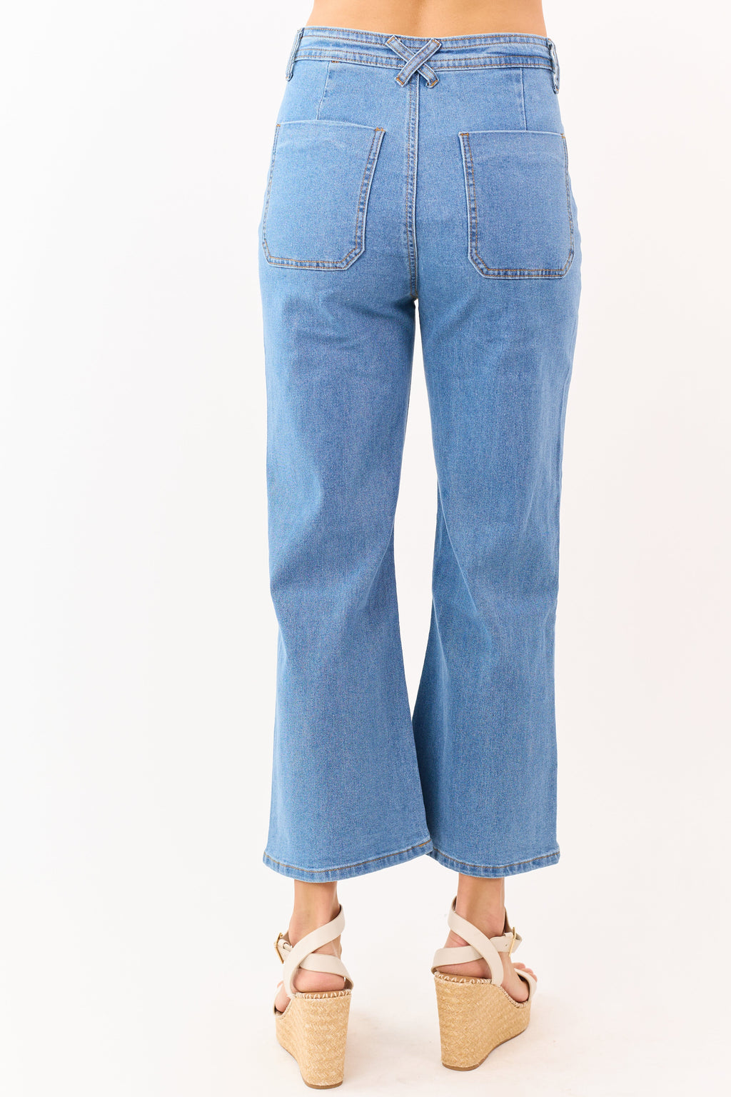 Cropped Straight Jeans Medium Wash With Stretchy Fit High Rise 3