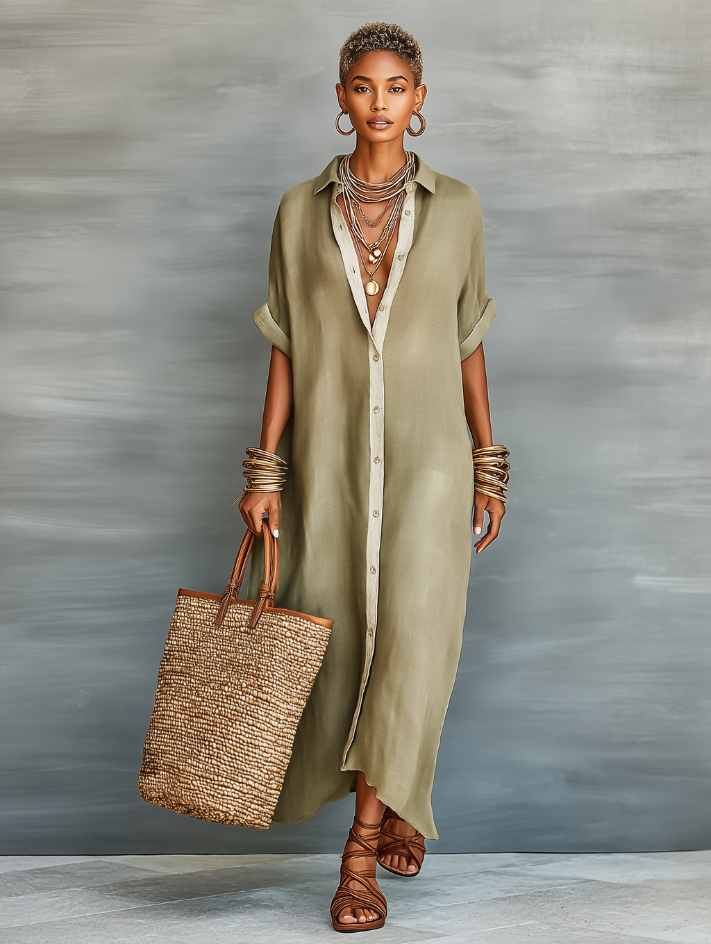 Elegant Collection | White Maxi Dress with Short Sleeves | Lightweight Linen Blend for Effortless Style 4