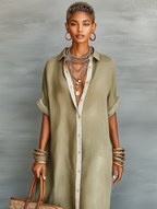 Elegant Collection | White Maxi Dress with Short Sleeves | Lightweight Linen Blend for Effortless Style 5
