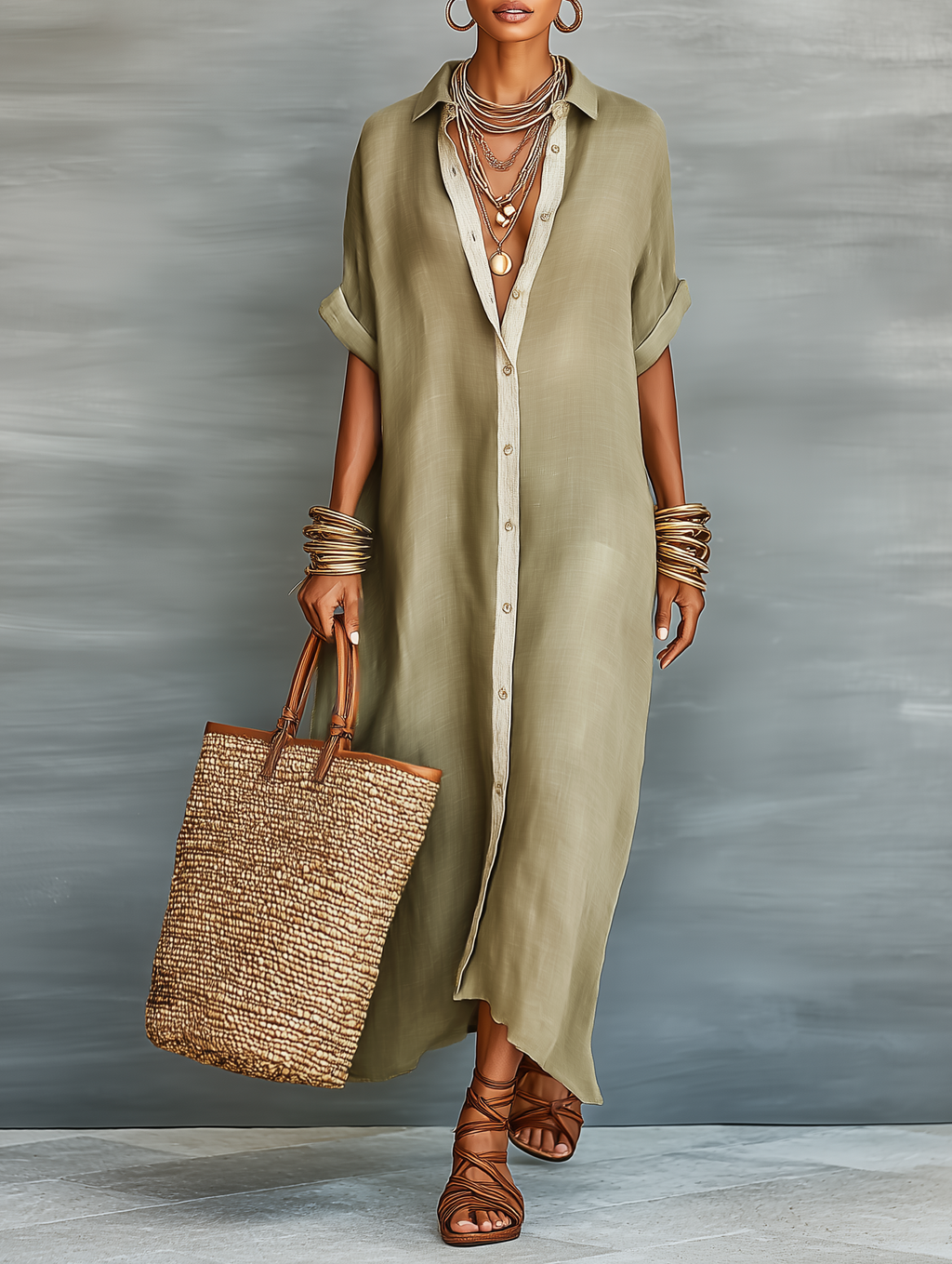 Elegant Collection | White Maxi Dress with Short Sleeves | Lightweight Linen Blend for Effortless Style 7