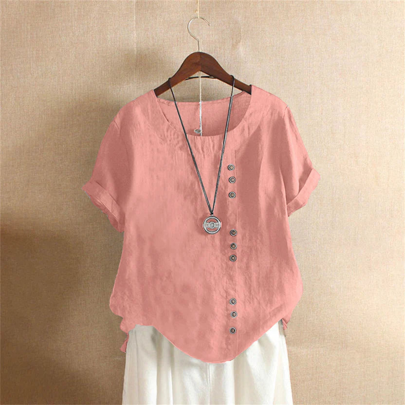 Elegant Collection | Women's White Blouse with Cuffed Sleeves | Plus Size Summer Top for Effortless Style 0