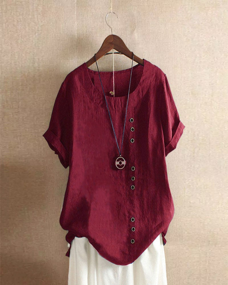 Elegant Collection | Women's White Blouse with Cuffed Sleeves | Plus Size Summer Top for Effortless Style 5