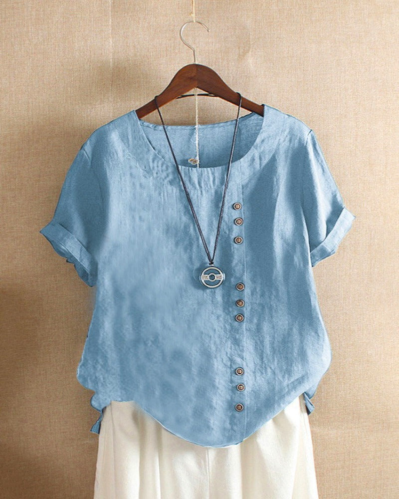 Elegant Collection | Women's White Blouse with Cuffed Sleeves | Plus Size Summer Top for Effortless Style 6