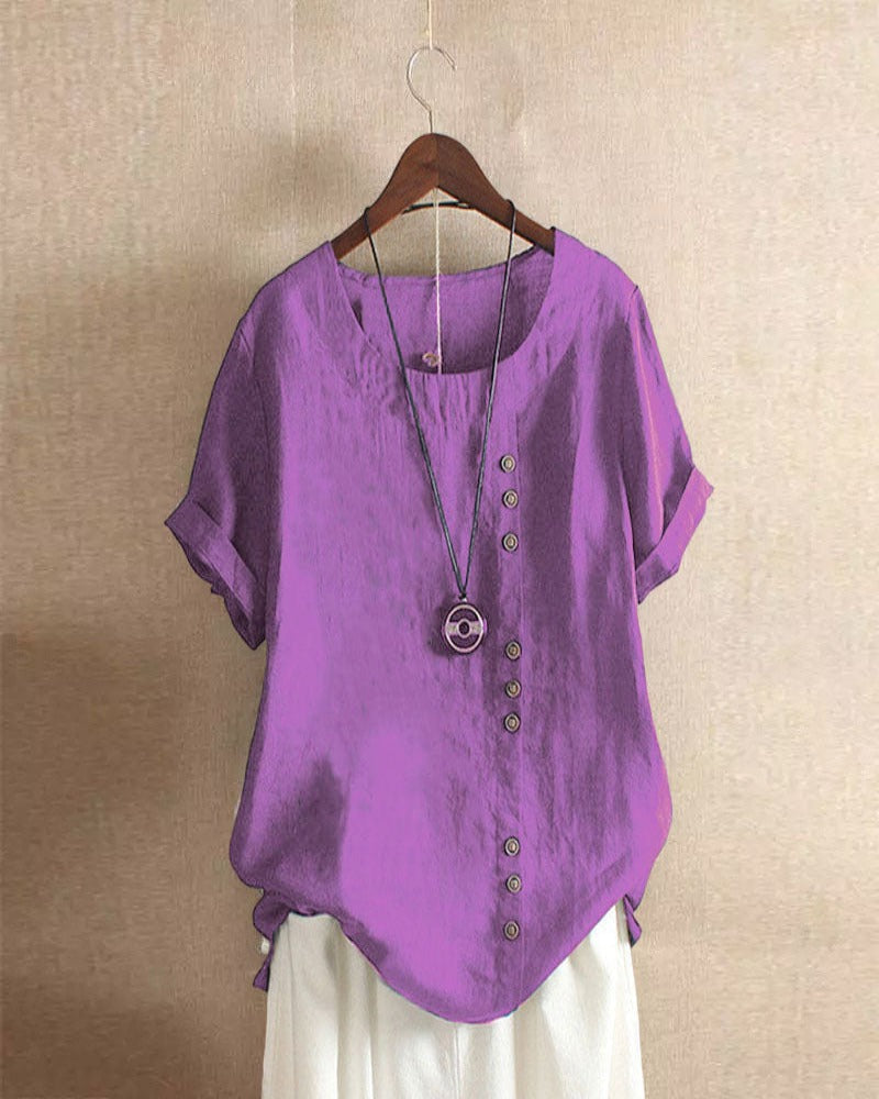 Elegant Collection | Women's White Blouse with Cuffed Sleeves | Plus Size Summer Top for Effortless Style 8