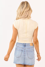 Elegant Lace Trim Women's Crop Top with V-Neck Design | Comfortable Cotton Blend 3
