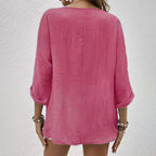 Elegant Linen Blouse | Women's Blouse with Cooling V-Neckline | Lightweight Summer Top for Effortless Style 1
