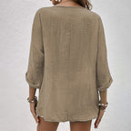 Elegant Linen Blouse | Women's Blouse with Cooling V-Neckline | Lightweight Summer Top for Effortless Style 3