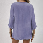 Elegant Linen Blouse | Women's Blouse with Cooling V-Neckline | Lightweight Summer Top for Effortless Style 5