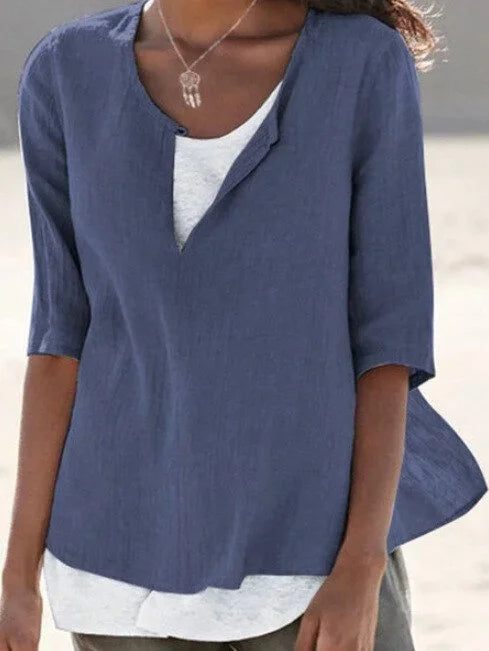 Elegant Linen | White Blouse with Modern Layered Design | Stylish Summer Top for Women 2