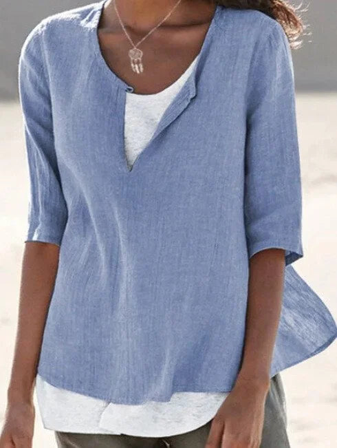 Elegant Linen | White Blouse with Modern Layered Design | Stylish Summer Top for Women 4