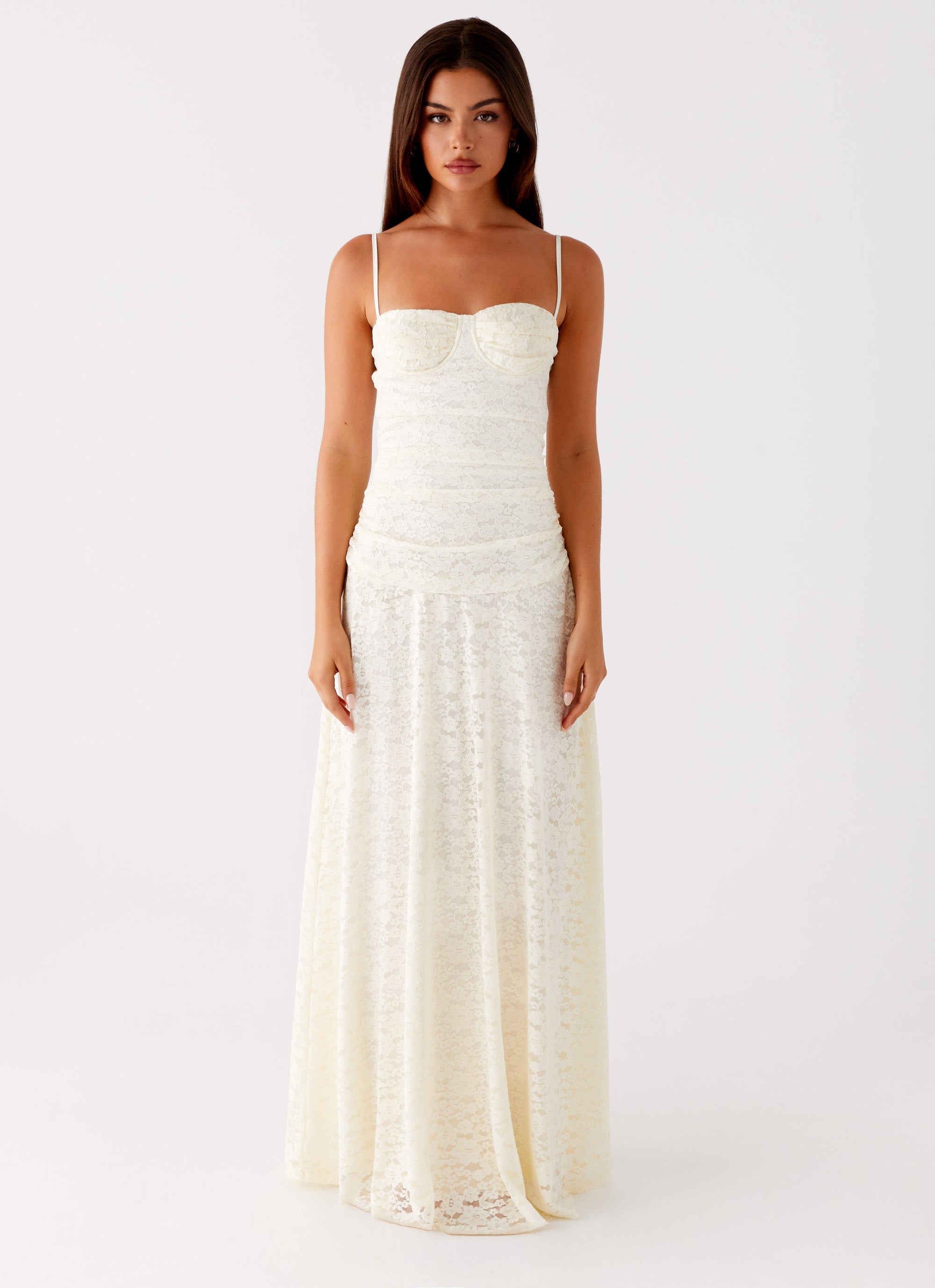 Elegant Maxi Dress | White Maxi Dress with Lace Sweetheart Neckline for Timeless Style 1