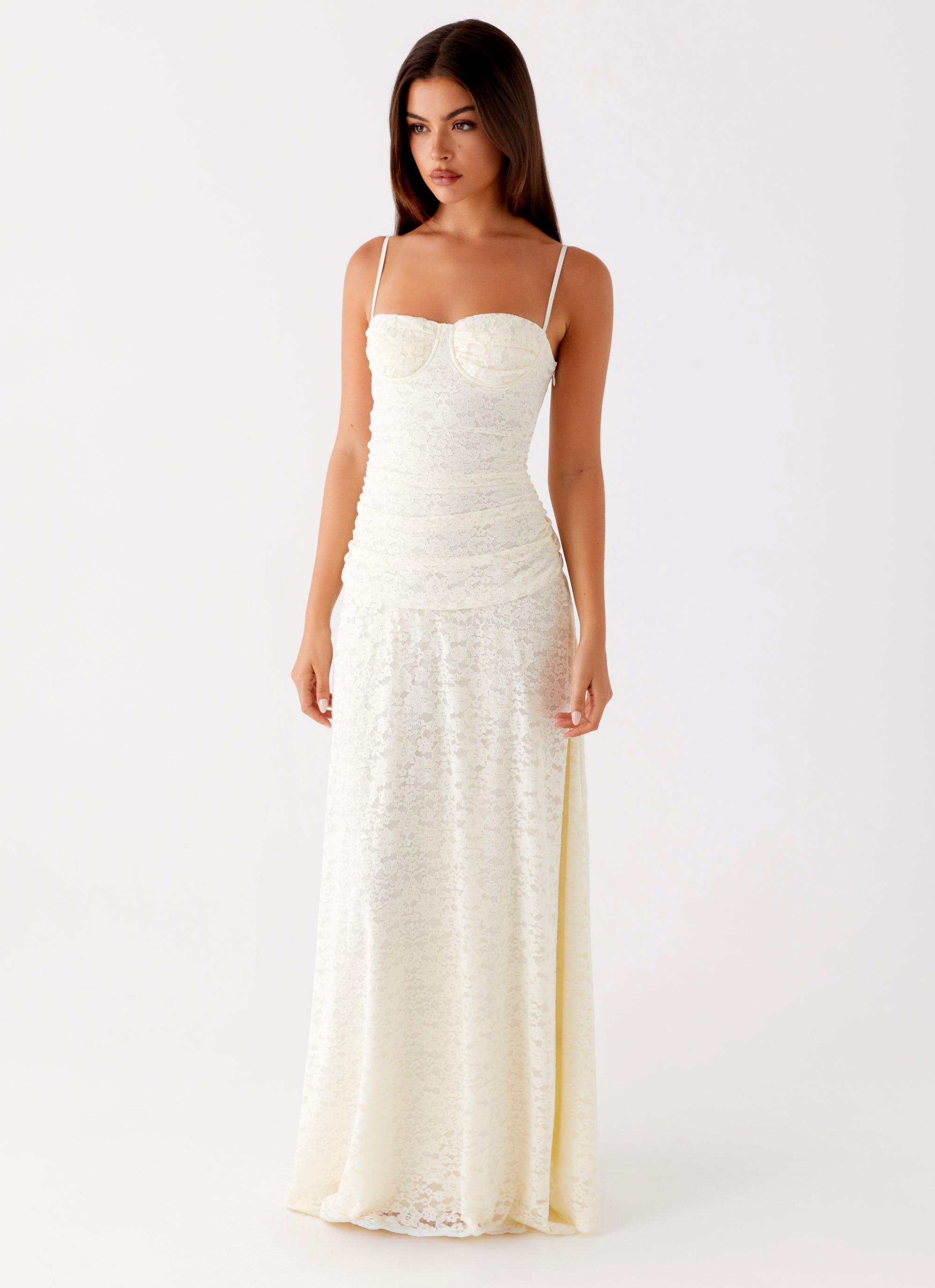 Elegant Maxi Dress | White Maxi Dress with Lace Sweetheart Neckline for Timeless Style 3
