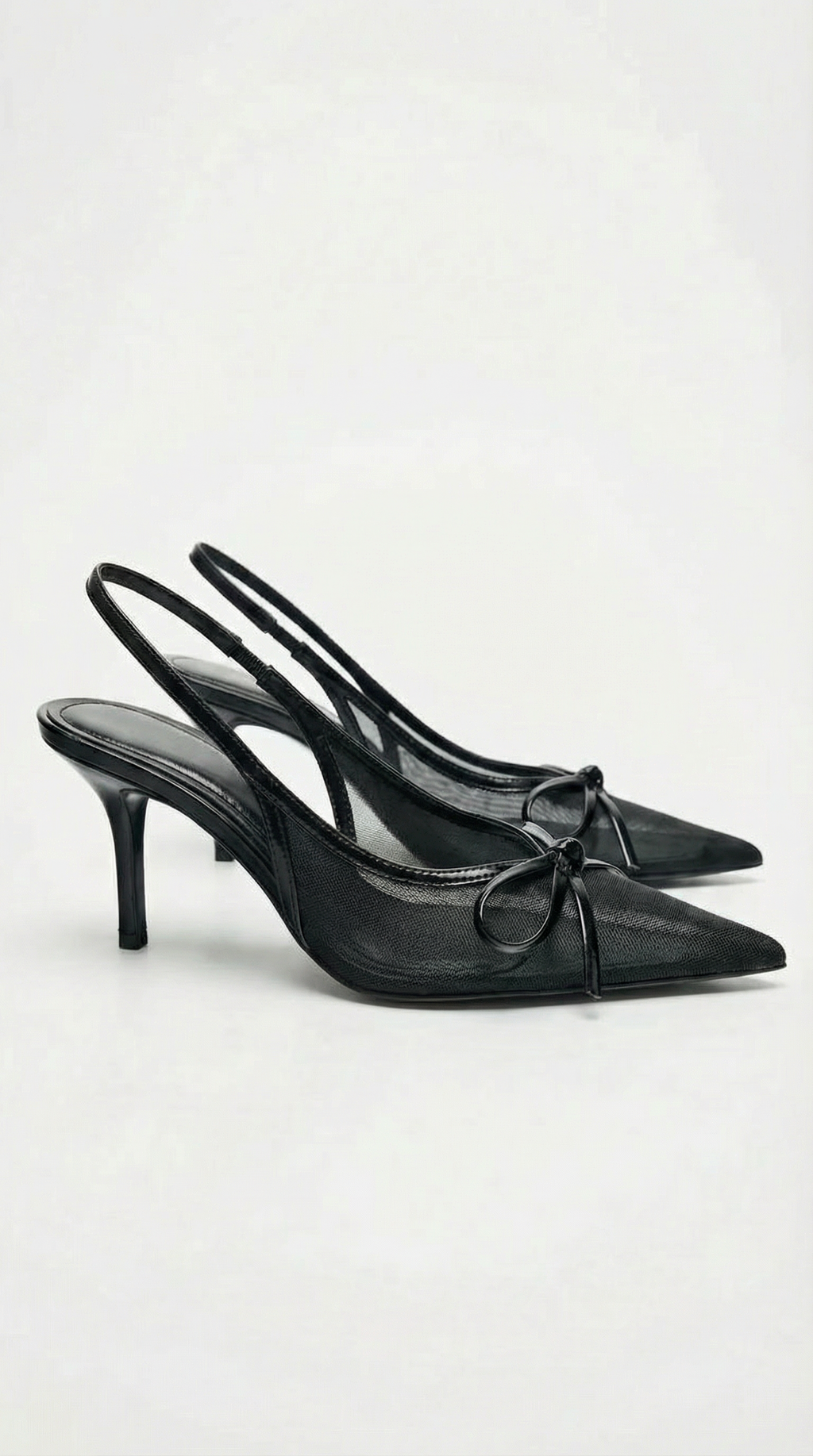 Elegant Mesh Slingback Heels with Adjustable Strap | Chic Pointed Toe Design for All-Day Comfort 0