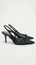 Elegant Mesh Slingback Heels with Adjustable Strap | Chic Pointed Toe Design for All-Day Comfort 0
