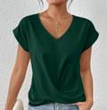 Elegant Women's Blouse | Lightweight V-Neck Top with Rolled Sleeves | Summer Comfort for Every Occasion 0