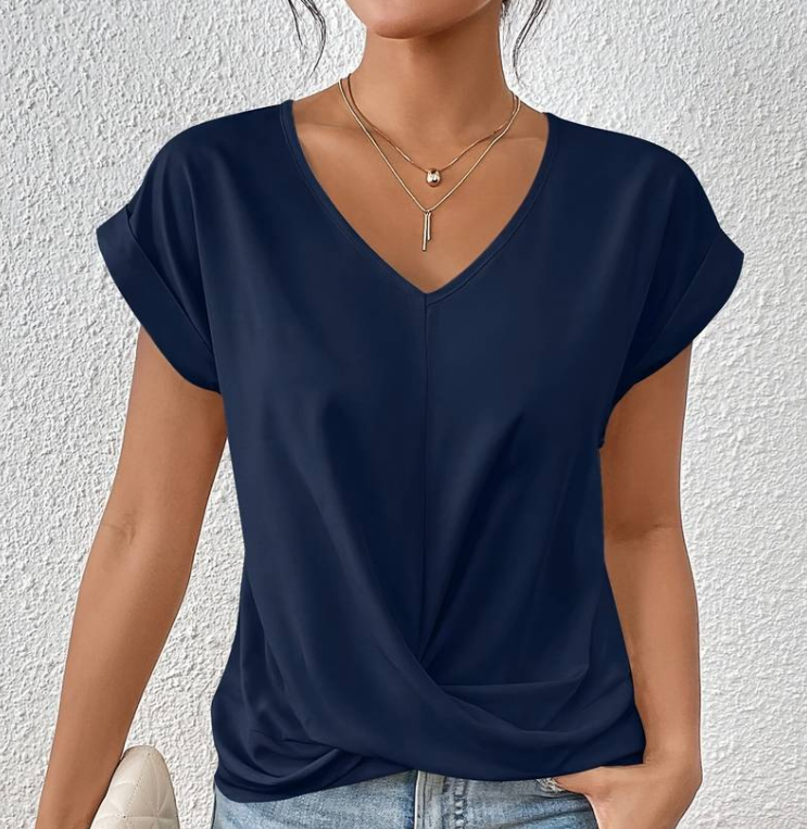 Elegant Women's Blouse | Lightweight V-Neck Top with Rolled Sleeves | Summer Comfort for Every Occasion 3