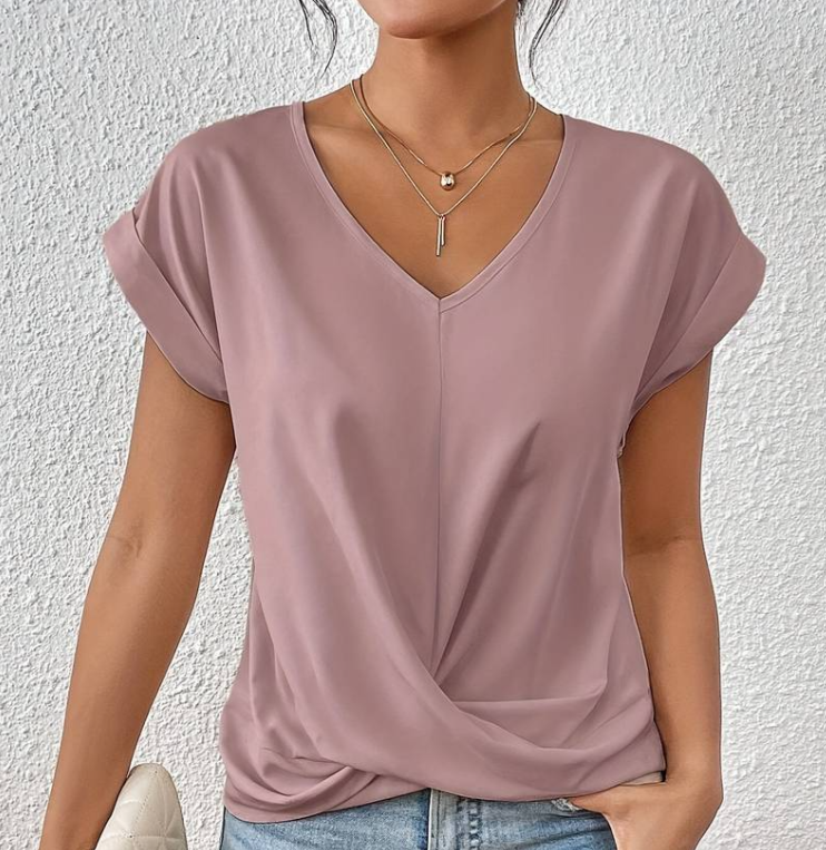 Elegant Women's Blouse | Lightweight V-Neck Top with Rolled Sleeves | Summer Comfort for Every Occasion 4