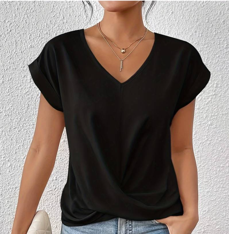 Elegant Women's Blouse | Lightweight V-Neck Top with Rolled Sleeves | Summer Comfort for Every Occasion 5