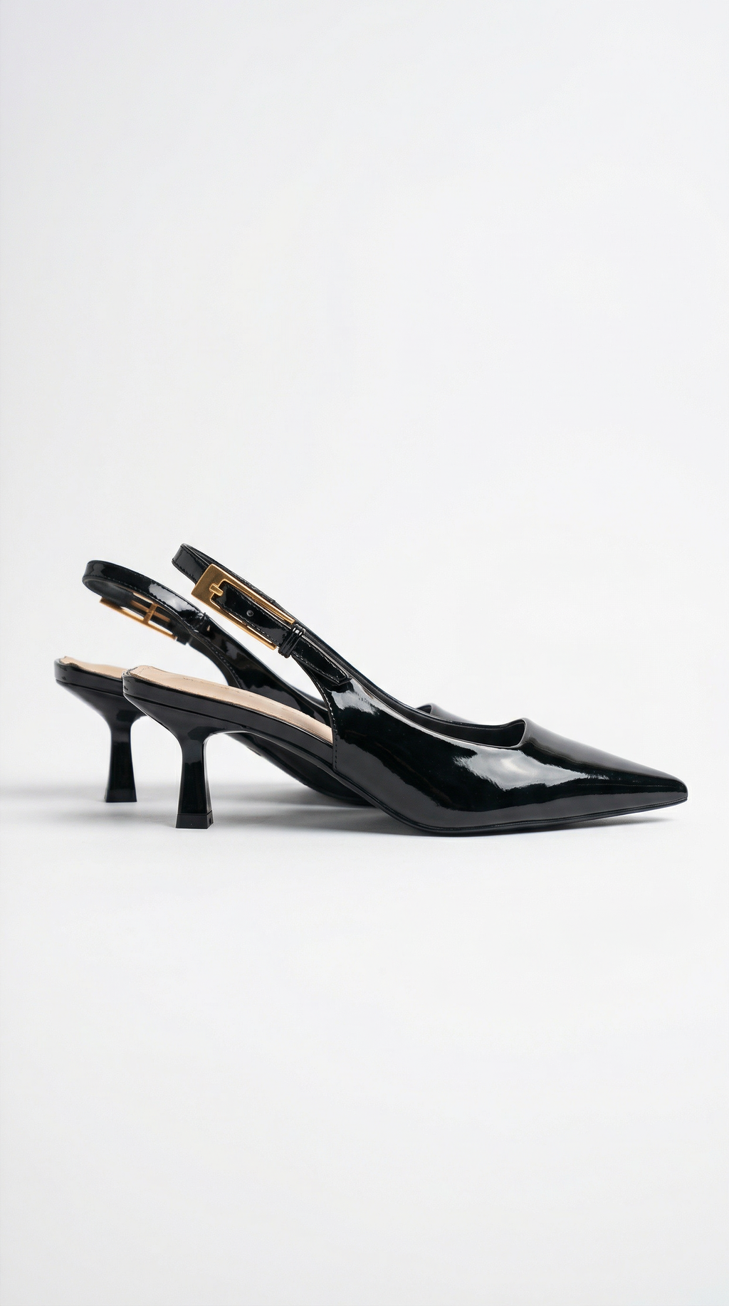 Elizabeth Collection | Women's Black Heels with Adjustable Slingback | Chic Patent Leather Design for All-Day Comfort 0