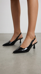 Elizabeth Collection | Women's Black Heels with Adjustable Slingback | Chic Patent Leather Design for All-Day Comfort 2