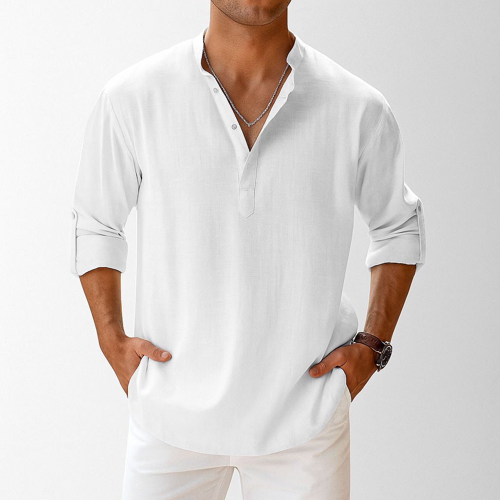 Ethan Collection | Men's Popover Shirt in Lightweight Linen with Breathable Fabric | Versatile Style for Comfort and Elegance 2