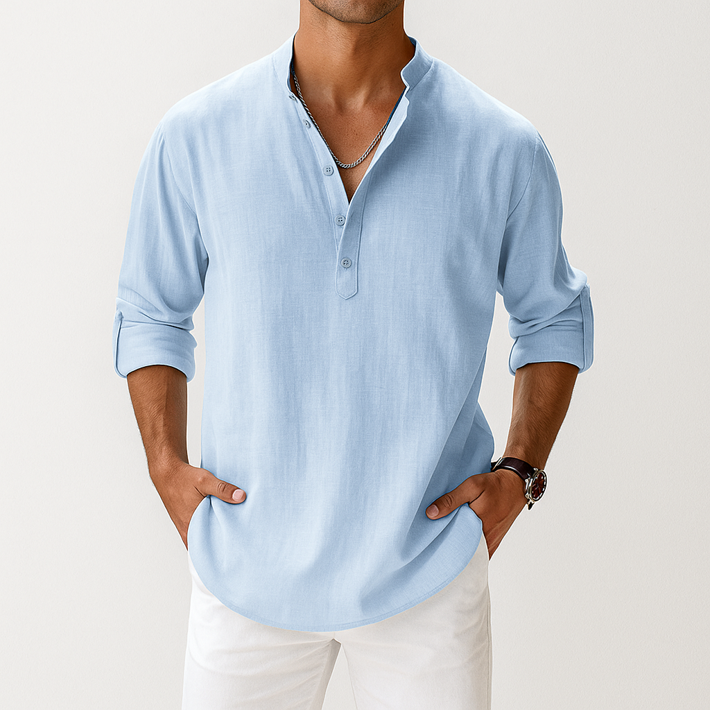 Ethan Collection | Men's Popover Shirt in Lightweight Linen with Breathable Fabric | Versatile Style for Comfort and Elegance 3