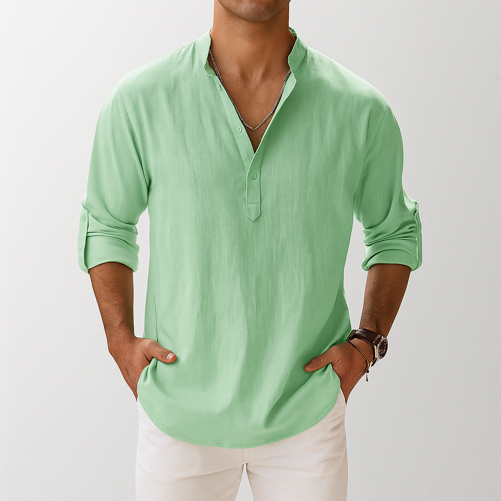 Ethan Collection | Men's Popover Shirt in Lightweight Linen with Breathable Fabric | Versatile Style for Comfort and Elegance 4