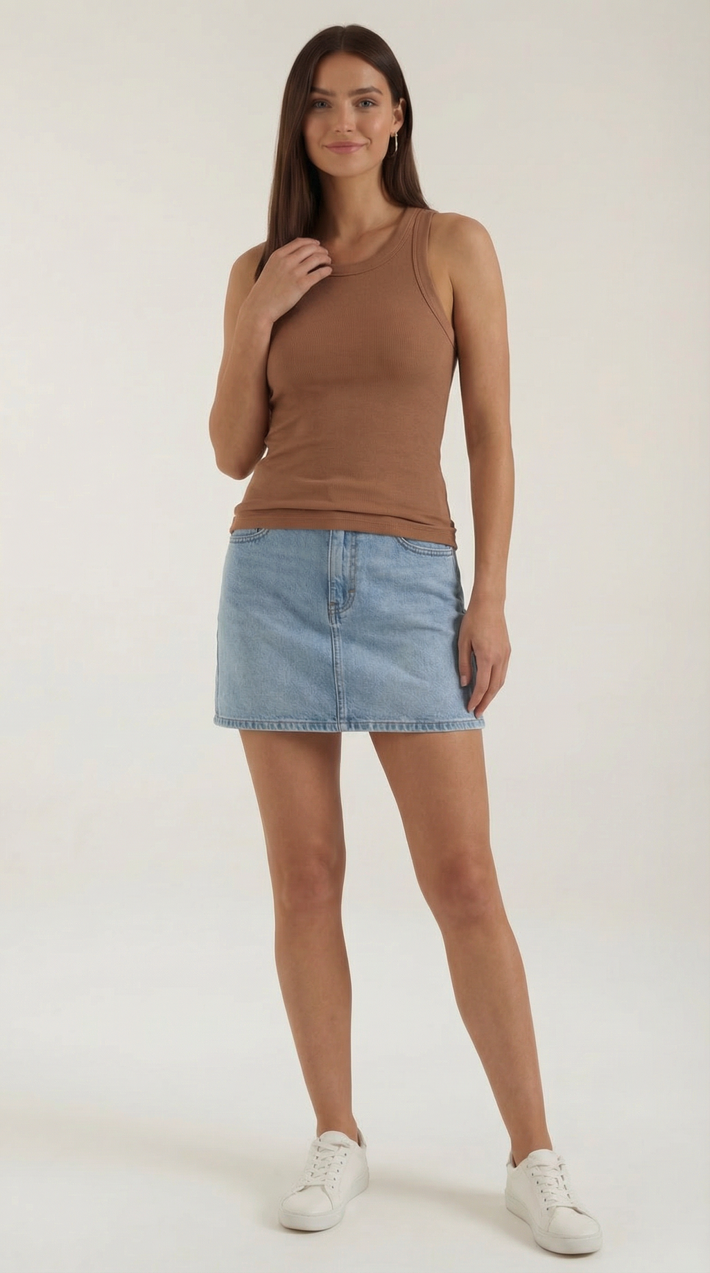 Evangeline Ribbed Tank Top — Women’s Stretch Fitted Crew Neck Ruched Side Sleeveless Basic Chic Top 0
