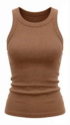 Evangeline Ribbed Tank Top — Women’s Stretch Fitted Crew Neck Ruched Side Sleeveless Basic Chic Top 4