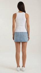 Evangeline Ribbed Tank Top — Women’s Stretch Fitted Crew Neck Ruched Side Sleeveless Basic Chic Top 8
