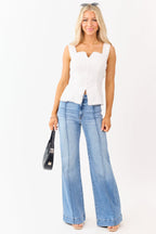 Flare Jeans Women with High Rise & Stretchy Fabric Flattering Fit 0
