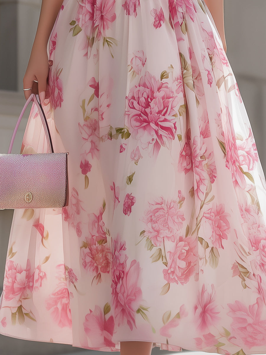 Floral Midi Dress | Women's Dress with One-Shoulder Design | Elegant Wedding Guest Dress for Timeless Style 2