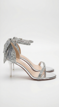 Glamour Steps | Elegant Heeled Sandals with Rhinestone Bow Design | Stylish Wedding Shoes for the Bride 0