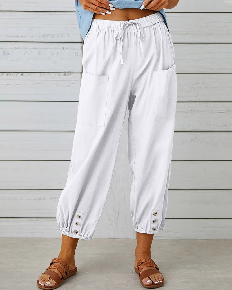 High-Waist Wide Leg Trousers with Large Pockets Effortless Style 1