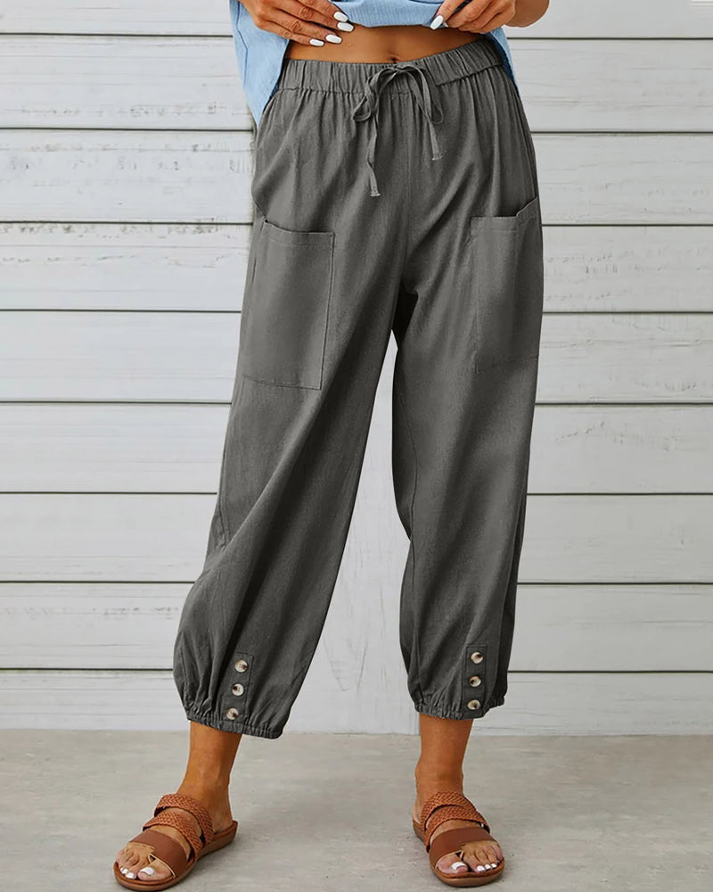 High-Waist Wide Leg Trousers with Large Pockets Effortless Style 2