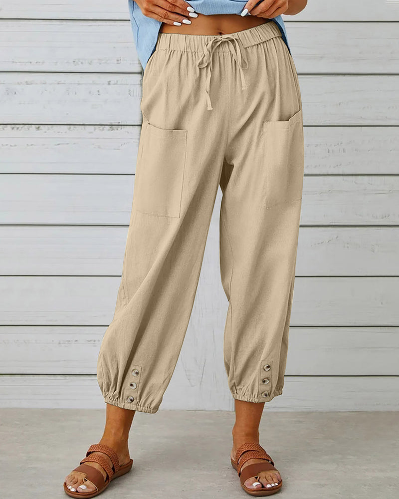 High-Waist Wide Leg Trousers with Large Pockets Effortless Style 4